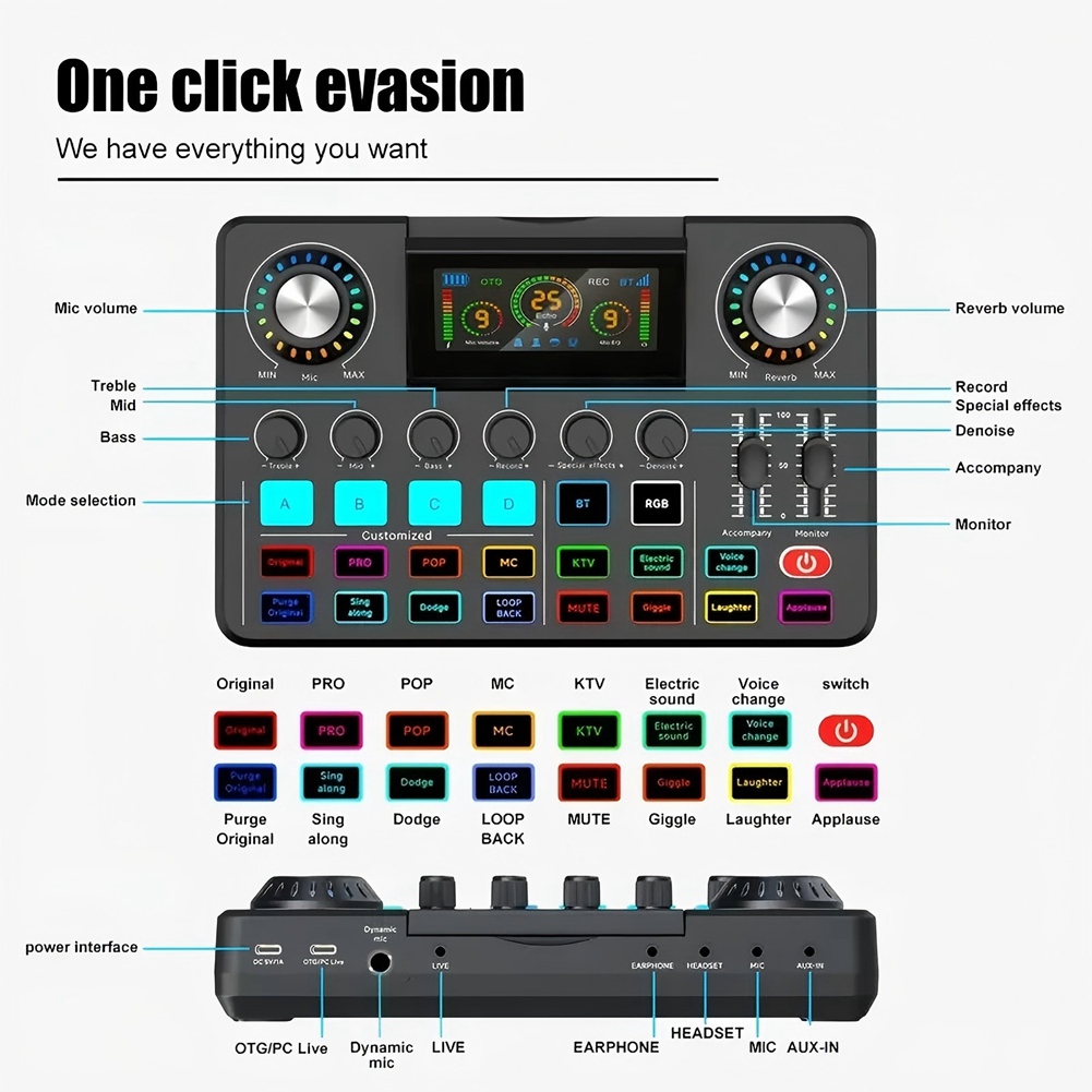 Audio Music Changer - A20I Audio Mixer, Live Sound Card