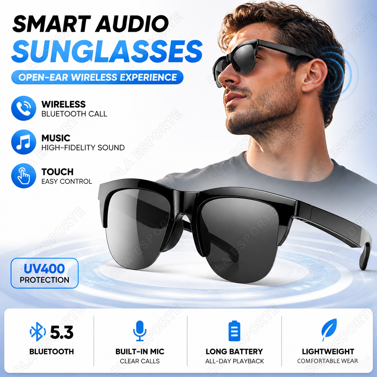 Audio Music Arabic - Smart Audio Sunglasses Smart Glasses Touch