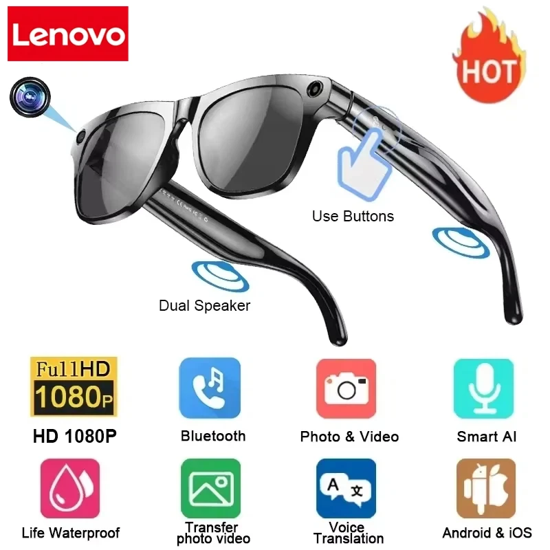 Lenovo 8K Vision AI Eyeglasses - Audio Music Bluetooth ulasan dan harga