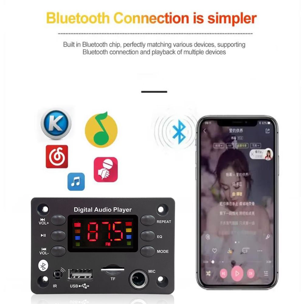 5-1PCS Bluetooth 5.0 MP3 WMA D - Audio Music Bluetooth ulasan dan harga