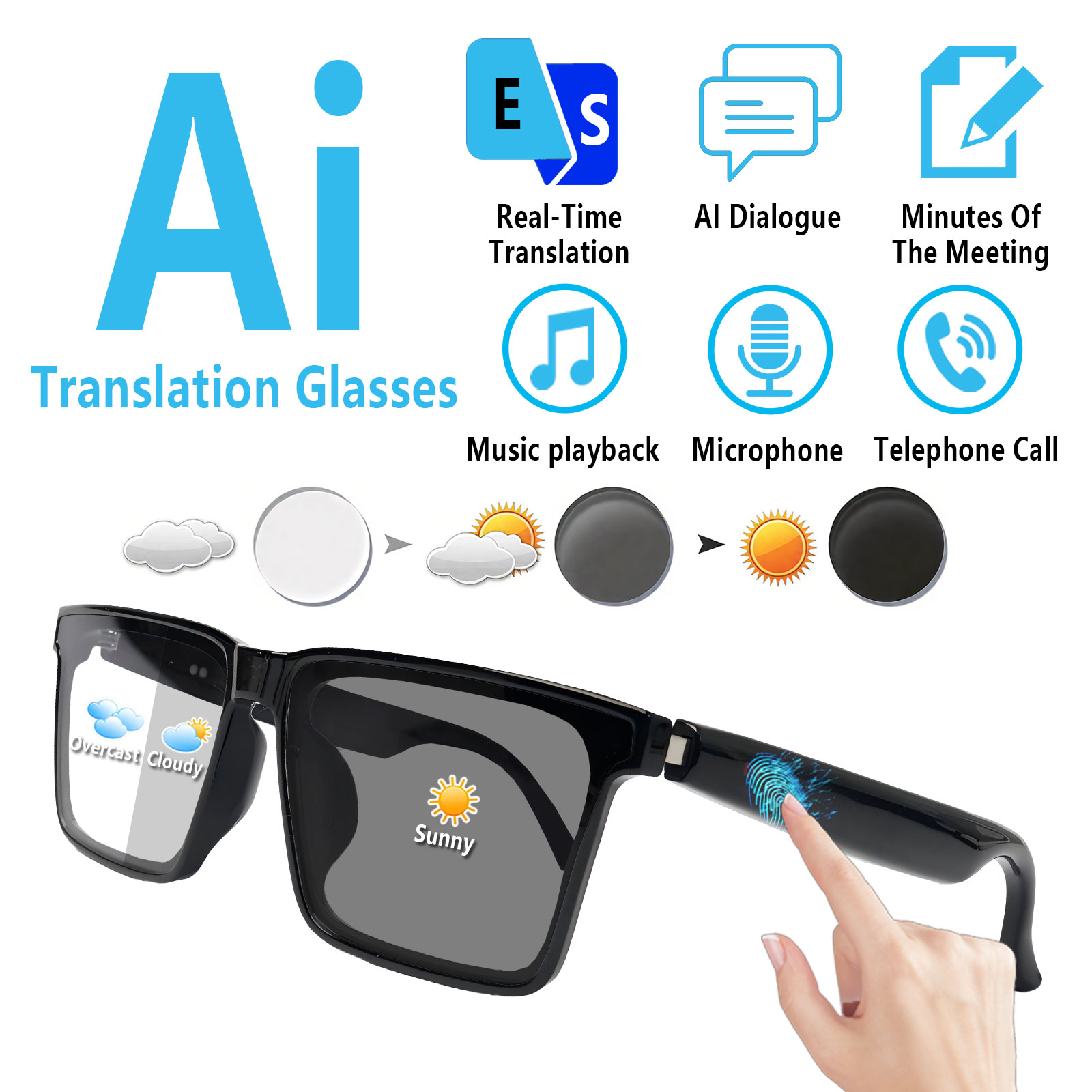 Smart Audio Glasses with Real- - Audio Music Bluetooth ulasan dan harga