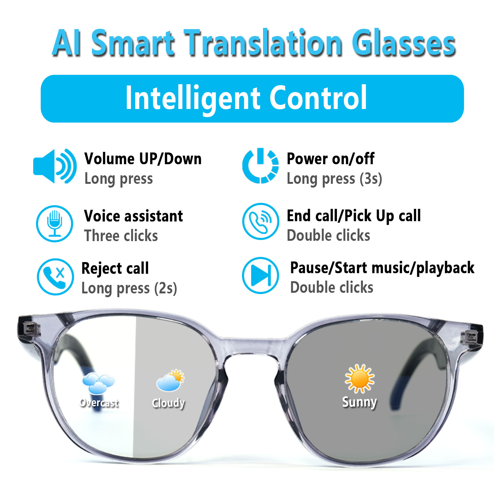Smart Audio Glasses, Real-Time - Audio Music Bluetooth ulasan dan harga