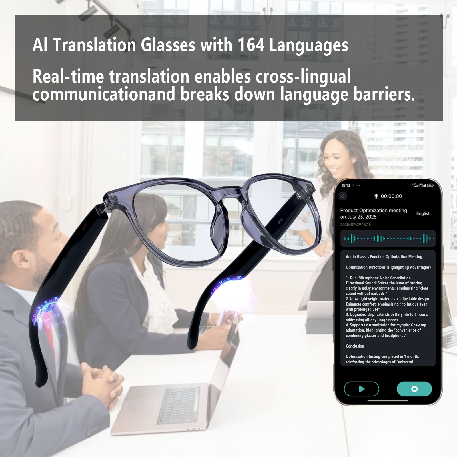 Smart Audio Glasses, Real-Time - Audio Music Bluetooth ulasan dan harga