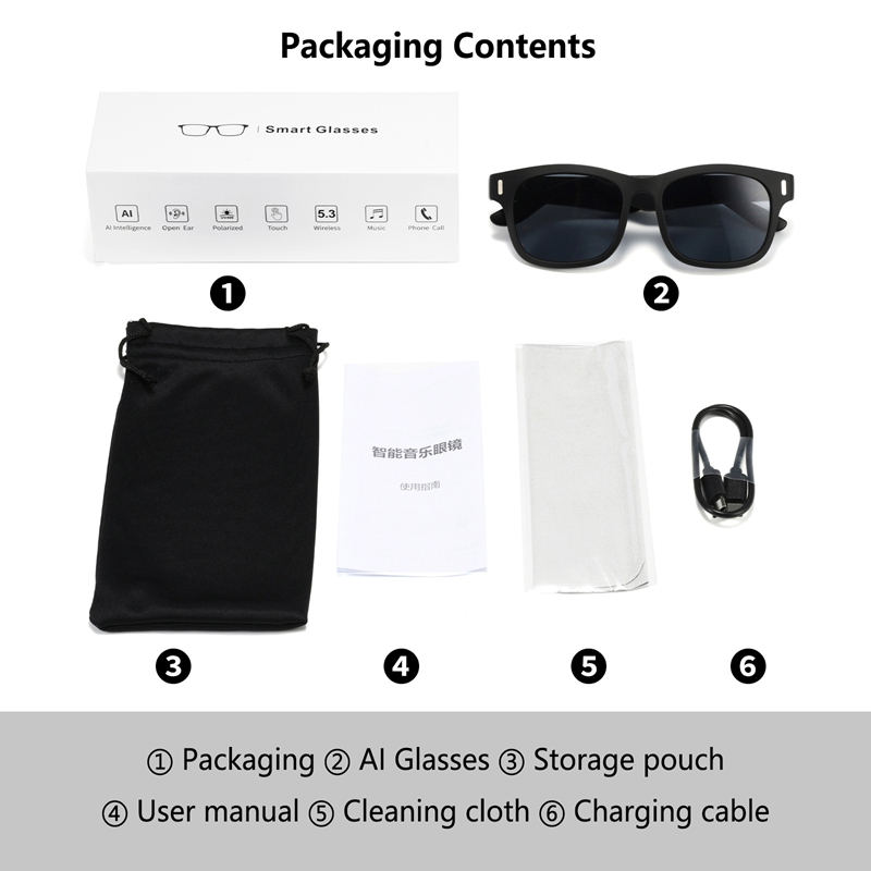 AI Intelligent Sunglasses Blue - Audio Music Arabic ulasan dan harga